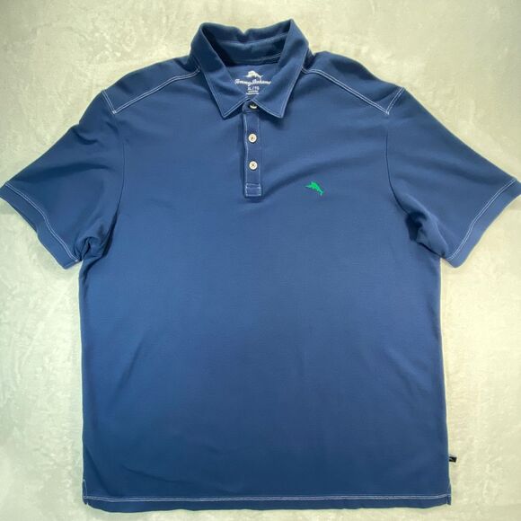 Tommy Bahama Men's Blue Polo Shirt with Green Marlin Logo XL Golf Casual - Picture 1 of 8